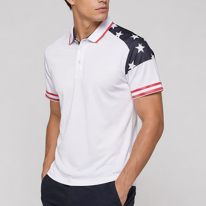 Poloshirt für Herren mit patriotischem Sternenprint und Flaggenmotiv - image 2