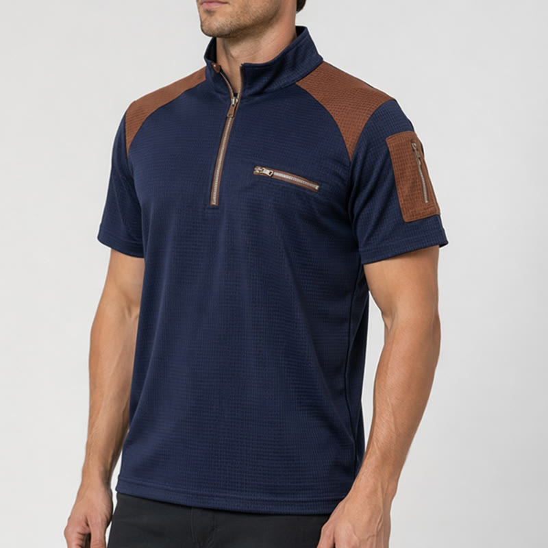 Poloshirt für Herren mit Waffelstruktur und Reißverschlussdetails - image 3