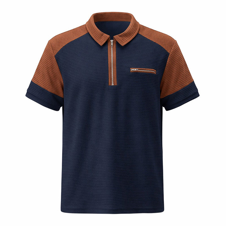 Retro-Poloshirt für Herren mit Farbblock-Design und Reißverschlusskragen, Sommer-Look - image 16