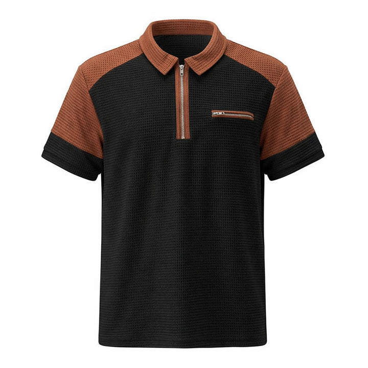 Retro-Poloshirt für Herren mit Farbblock-Design und Reißverschlusskragen, Sommer-Look - image 15
