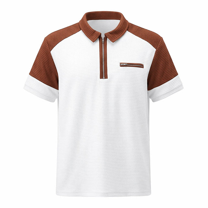 Retro-Poloshirt für Herren mit Farbblock-Design und Reißverschlusskragen, Sommer-Look - image 14