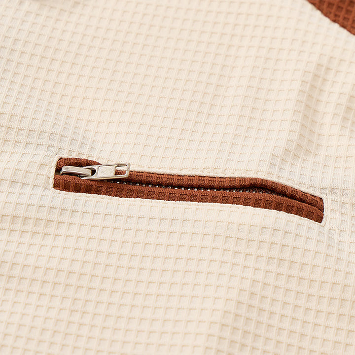 Retro-Poloshirt für Herren mit Farbblock-Design und Reißverschlusskragen, Sommer-Look - image 8