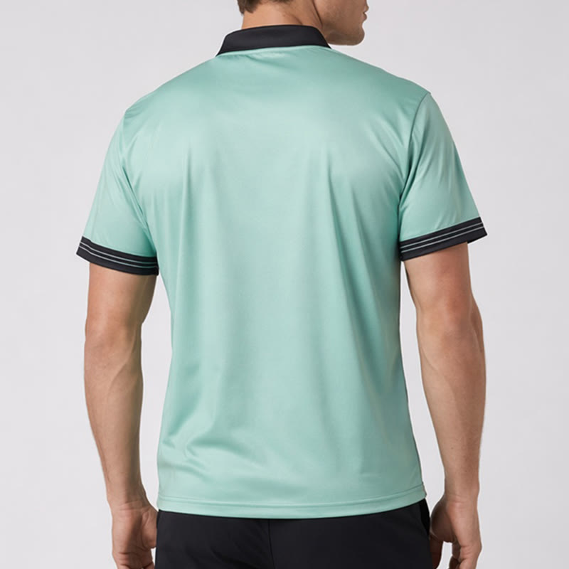 Modernes schwarzes Polohemd für Herren mit Streifenmuster für den Sommer - image 2