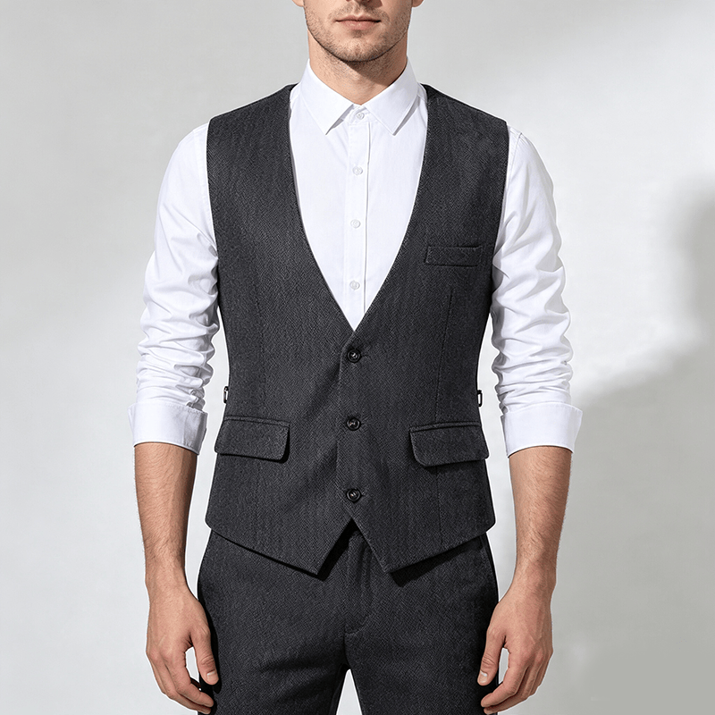 Herren-Anzugweste, einfarbig, schmal geschnitten, für alle Jahreszeiten - image 1