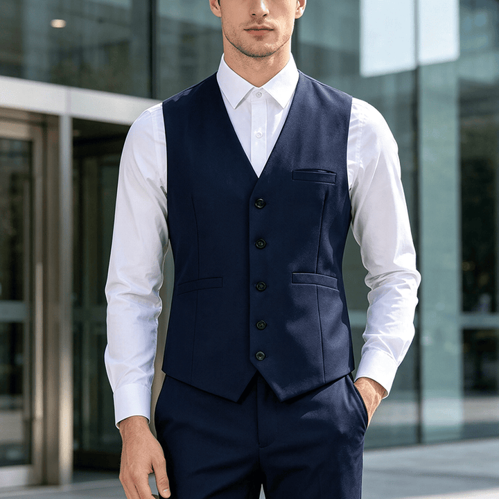 Mehrfarbige Herren-Anzugweste für Frühling und Herbst, ideal für Business und Alltag. - Marineblau - 3XL - image 9