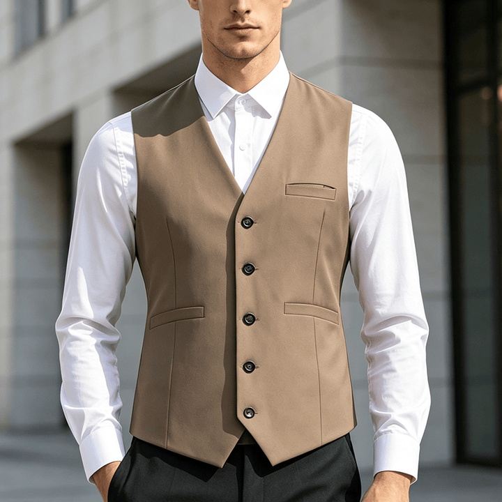 Mehrfarbige Herren-Anzugweste für Frühling und Herbst, ideal für Business und Alltag. - Kamel - 3XL - image 4