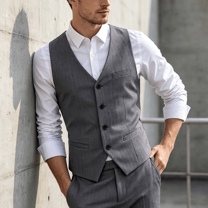 Ganzjahres-Arbeitsweste für Herren, geeignet für Alltag, Hochzeit, Bankett und Anzug. - Grau - 5XL - image 5
