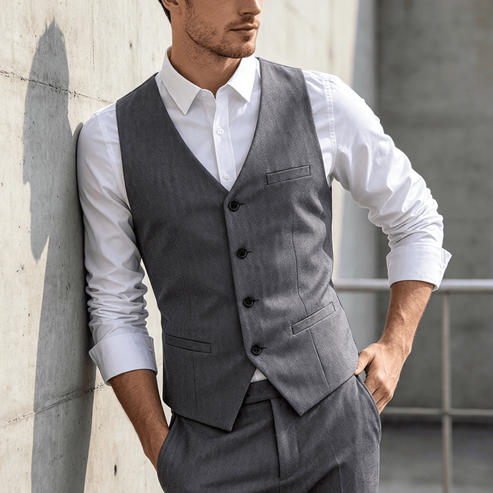 Ganzjahres-Arbeitsweste für Herren, geeignet für Alltag, Hochzeit, Bankett und Anzug. - Grau - 5XL - image 5