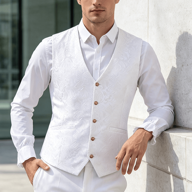 Herren-Weste mit Jacquard-Muster für lässige Halloween-Partys - Weiß - 2XL - image 4