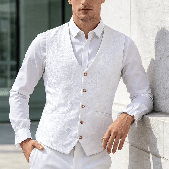 Herren-Weste mit Jacquard-Muster für lässige Halloween-Partys - Weiß - 2XL - image 4