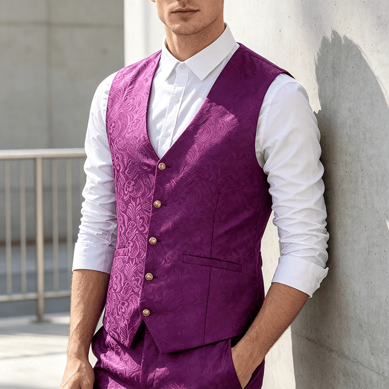 Herren-Weste mit Jacquard-Muster für lässige Halloween-Partys - Lila - 2XL - image 7
