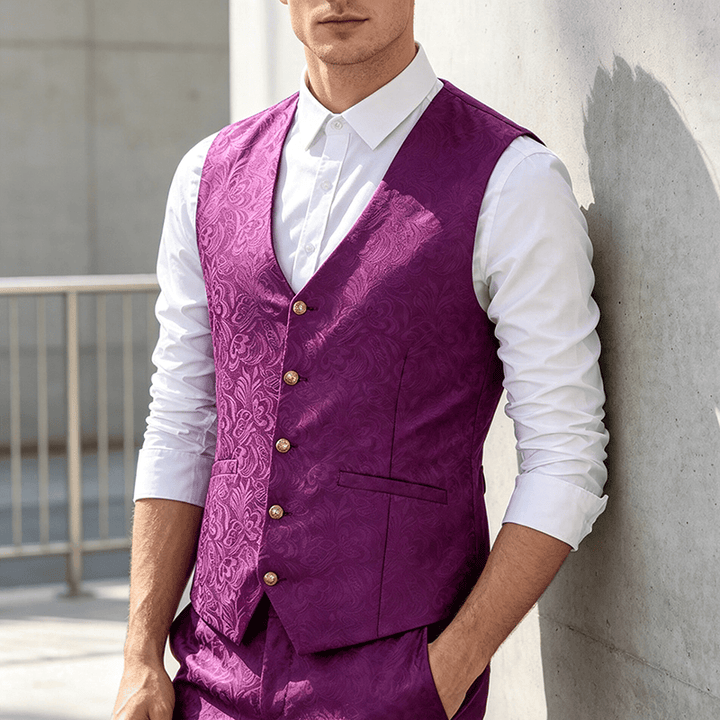 Herren-Weste mit Jacquard-Muster für lässige Halloween-Partys - Lila - 2XL - image 7