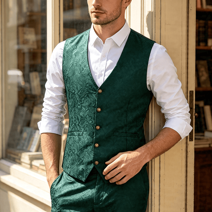 Herren-Weste mit Jacquard-Muster für lässige Halloween-Partys - Grün - 2XL - image 8