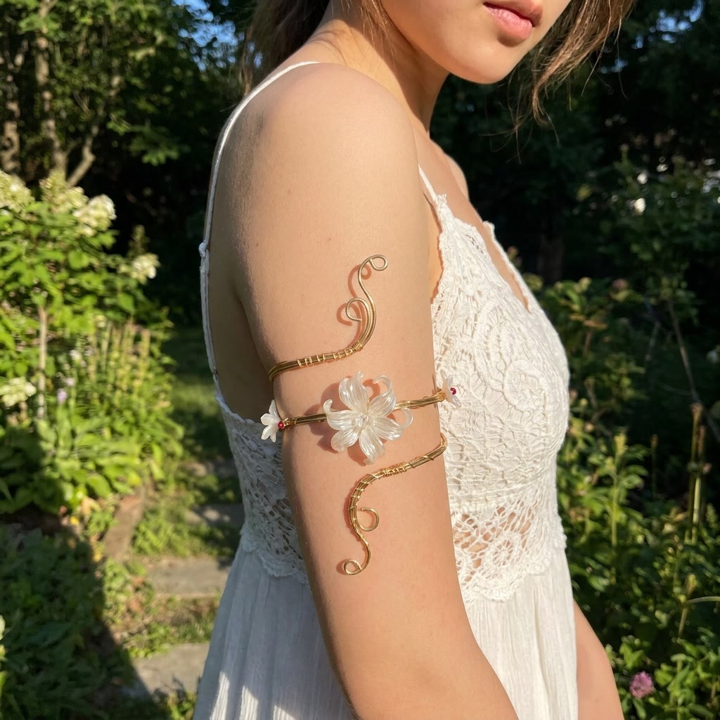 Ätherisches Armband mit Perlenknospen und kunstvollen Wirbeln - image 22