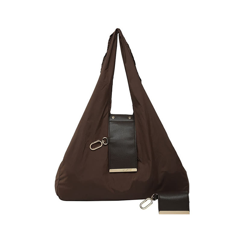 Faltbare Nylon-Schultertasche mit Schlüsselanhänger und Lederakzenten - image 1
