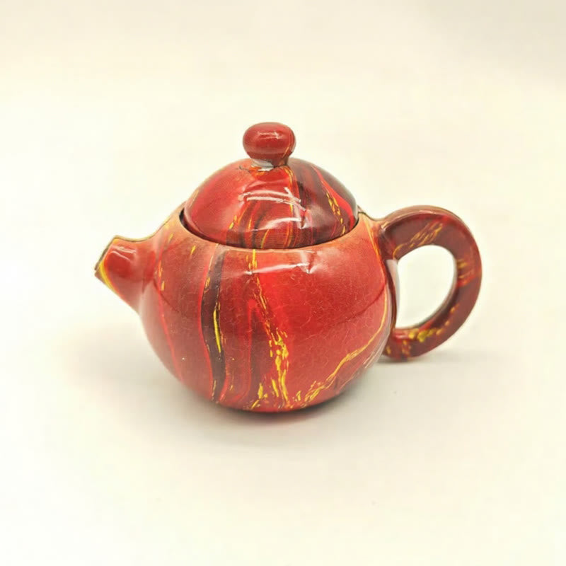Heritage Flame Porzellan-Teekanne mit drehbarem Butanfeuerzeug - Fortune Red - image 6