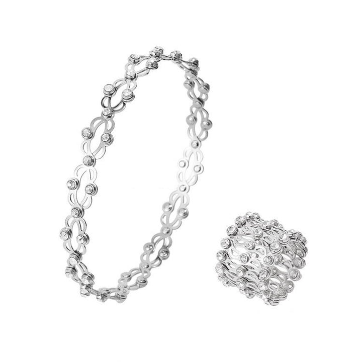 Magischer, wandelbarer Strass-Faltarmbandring - Silber & Weiß - image 4