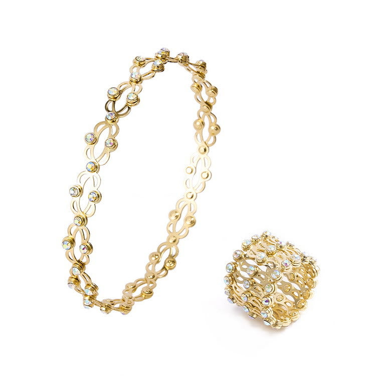 Magischer, wandelbarer Strass-Faltarmbandring - Gold - image 9