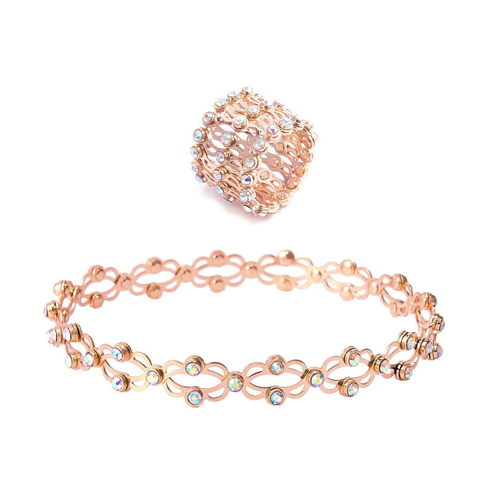 Magischer, wandelbarer Strass-Faltarmbandring - Roségold - image 12