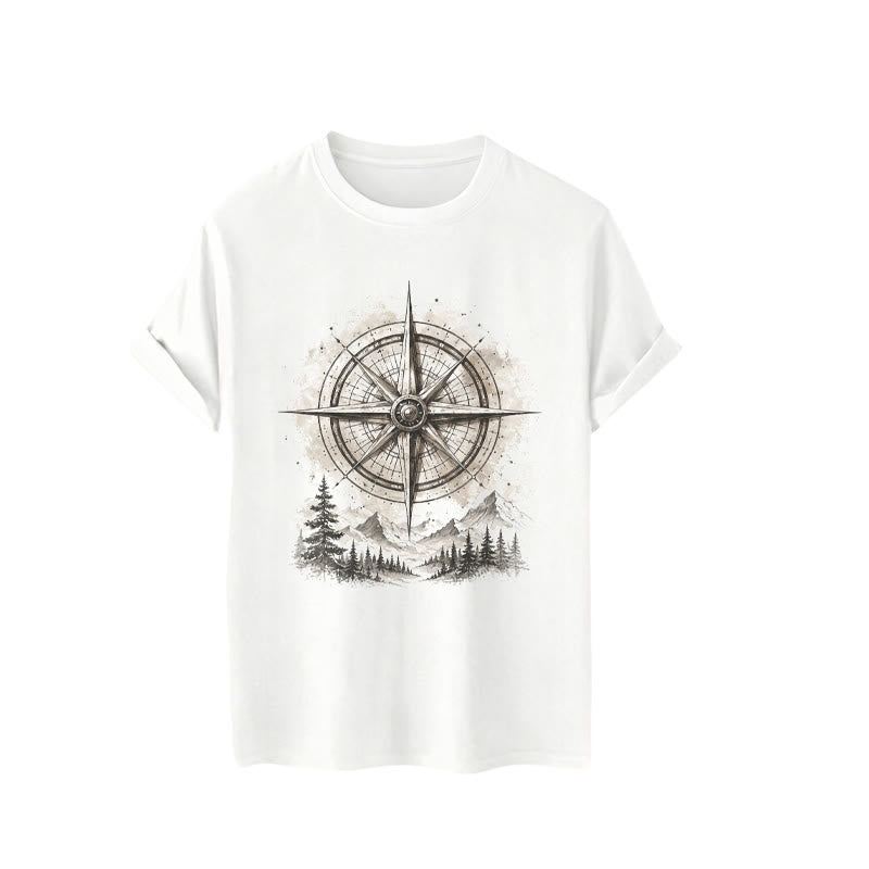 Vintage-T-Shirt mit Aquarell-Bergkompass-Grafik im Western-Stil - image 4