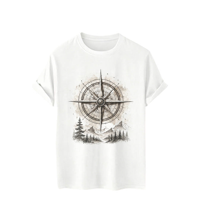 Vintage-T-Shirt mit Aquarell-Bergkompass-Grafik im Western-Stil - image 4