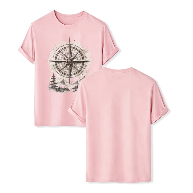 Vintage-T-Shirt mit Aquarell-Bergkompass-Grafik im Western-Stil - Rosa - 2XL - image 7