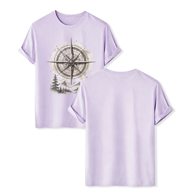 Vintage-T-Shirt mit Aquarell-Bergkompass-Grafik im Western-Stil - Violett - 2XL - image 11