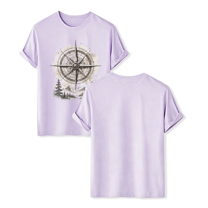 Vintage-T-Shirt mit Aquarell-Bergkompass-Grafik im Western-Stil - Violett - 2XL - image 11