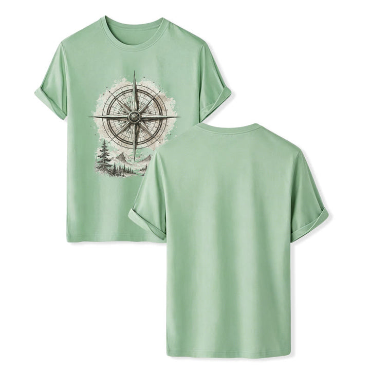 Vintage-T-Shirt mit Aquarell-Bergkompass-Grafik im Western-Stil - Grün - 2XL - image 10