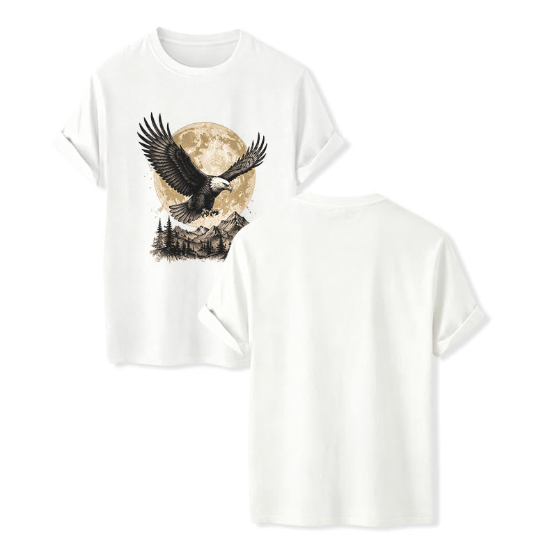 Vintage Weißkopfseeadler Vollmond Berg Grafik Western T-Shirt - Weiß - 2XL - image 5