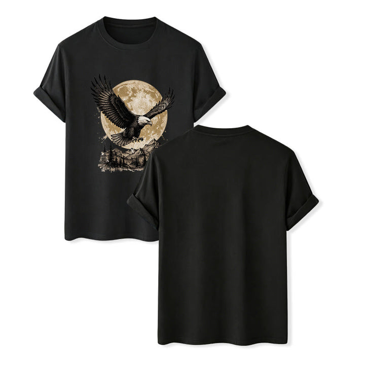 Vintage Weißkopfseeadler Vollmond Berg Grafik Western T-Shirt - Schwarz - 2XL - image 12