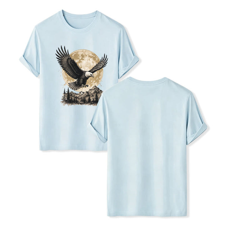 Vintage Weißkopfseeadler Vollmond Berg Grafik Western T-Shirt - Blau - 2XL - image 9