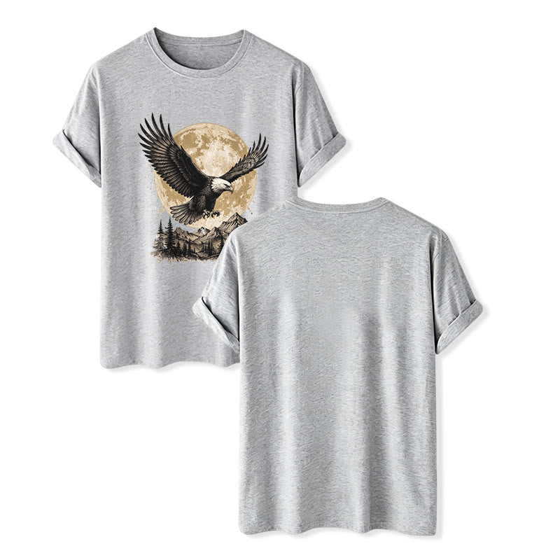 Vintage Weißkopfseeadler Vollmond Berg Grafik Western T-Shirt - Grau - 2XL - image 8