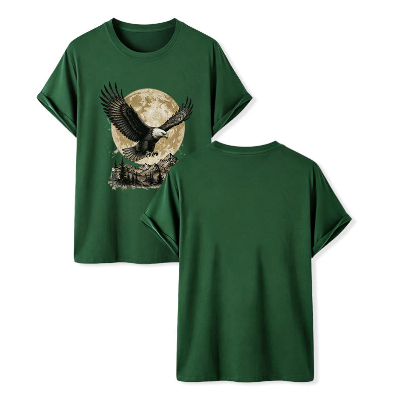 Vintage Weißkopfseeadler Vollmond Berg Grafik Western T-Shirt - Dunkelgrün - 2XL - image 13