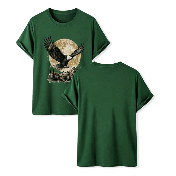 Vintage Weißkopfseeadler Vollmond Berg Grafik Western T-Shirt - Dunkelgrün - 2XL - image 13