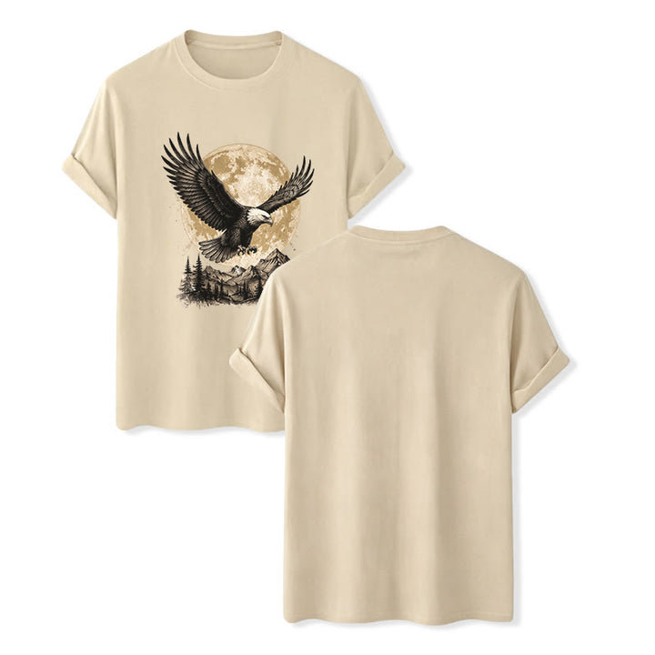 Vintage Weißkopfseeadler Vollmond Berg Grafik Western T-Shirt - Beige - 2XL - image 6
