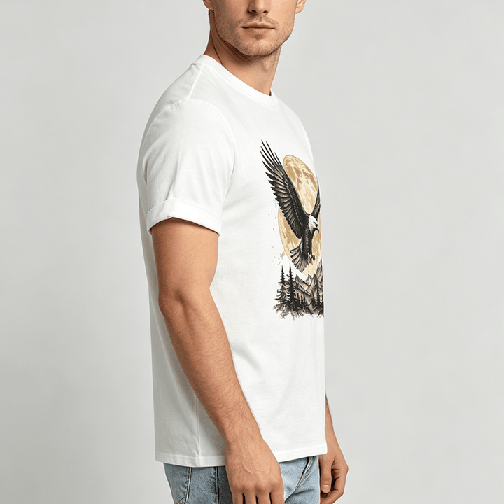 Vintage Weißkopfseeadler Vollmond Berg Grafik Western T-Shirt - image 2