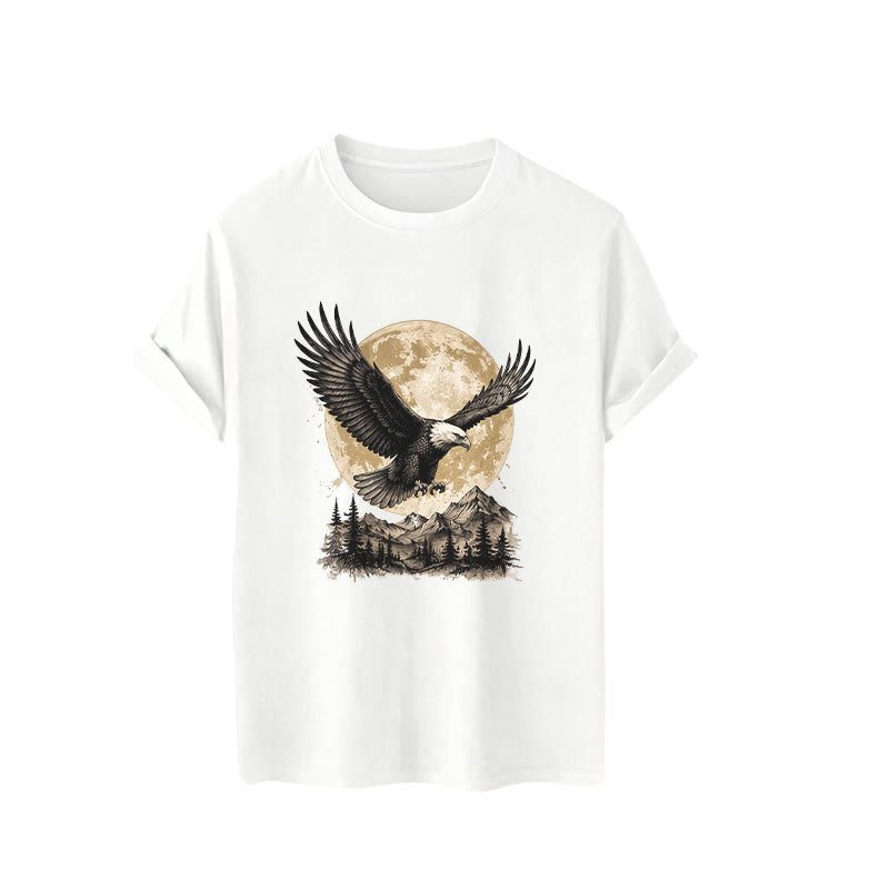 Vintage Weißkopfseeadler Vollmond Berg Grafik Western T-Shirt - image 4
