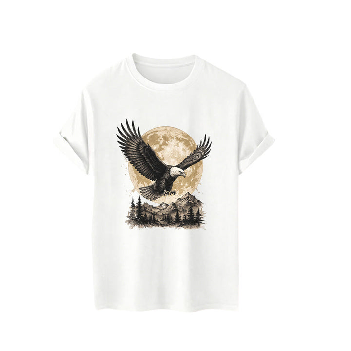 Vintage Weißkopfseeadler Vollmond Berg Grafik Western T-Shirt - image 4