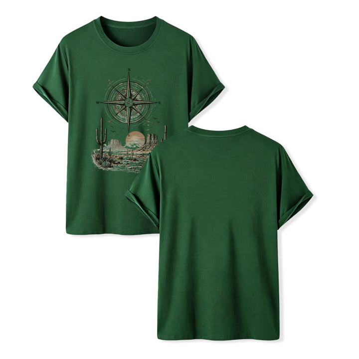 T-Shirt mit Grafikprint: Kaktus und Kompass aus der westlichen Wüste - Dunkelgrün - 2XL - image 13