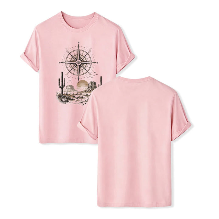 T-Shirt mit Grafikprint: Kaktus und Kompass aus der westlichen Wüste - Rosa - 2XL - image 7