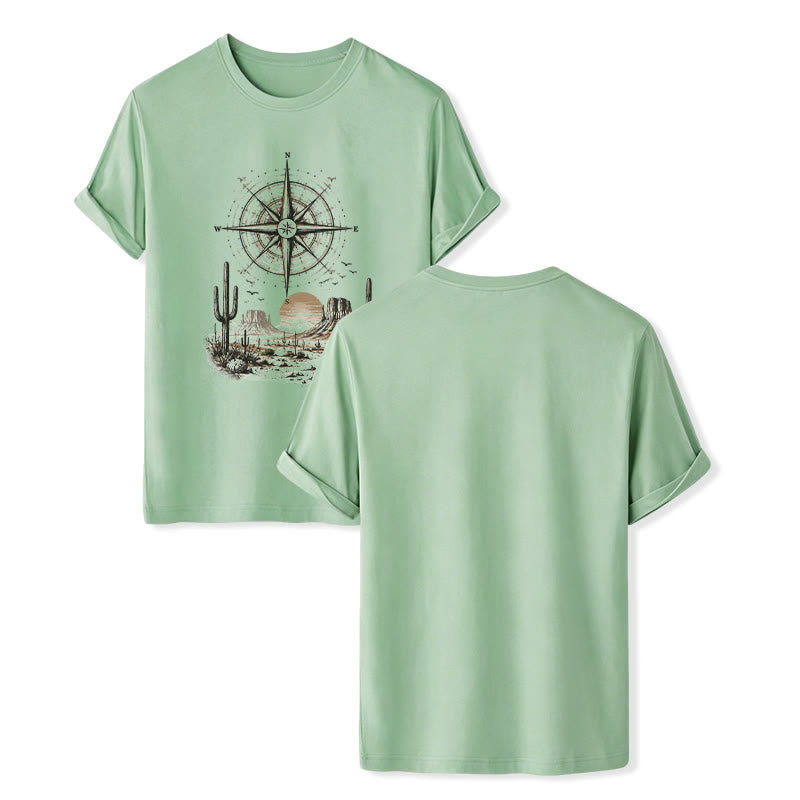 T-Shirt mit Grafikprint: Kaktus und Kompass aus der westlichen Wüste - Grün - 2XL - image 10