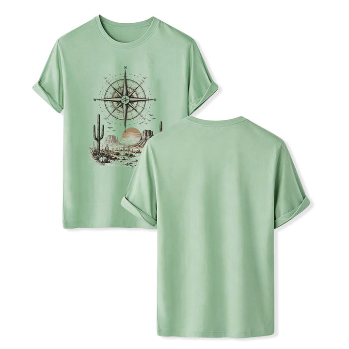 T-Shirt mit Grafikprint: Kaktus und Kompass aus der westlichen Wüste - Grün - 2XL - image 10