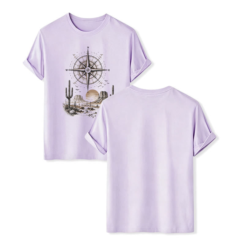 T-Shirt mit Grafikprint: Kaktus und Kompass aus der westlichen Wüste - Violett - 2XL - image 11