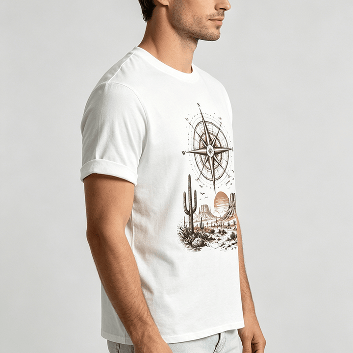 T-Shirt mit Grafikprint: Kaktus und Kompass aus der westlichen Wüste - image 2