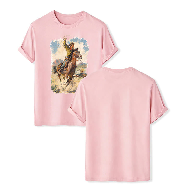 Vintage-Ölgemälde: Cowboy-Peitsche, Wildwest-Hemd - Rosa - 2XL - image 7