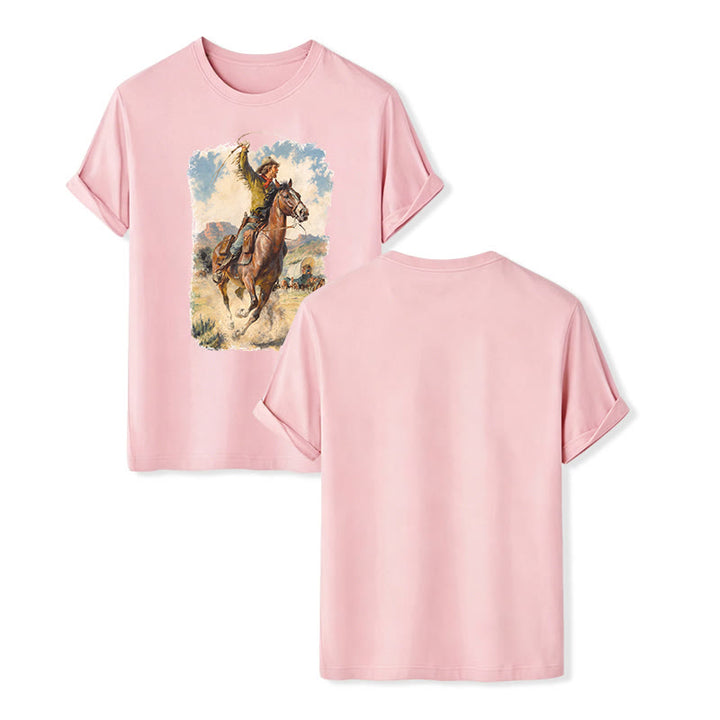 Vintage-Ölgemälde: Cowboy-Peitsche, Wildwest-Hemd - Rosa - 2XL - image 7