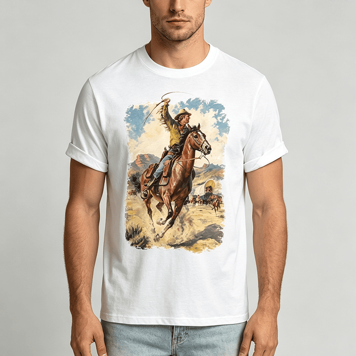 Vintage-Ölgemälde: Cowboy-Peitsche, Wildwest-Hemd - image 1