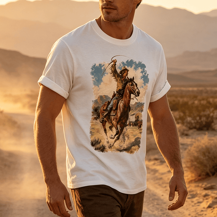 Vintage-Ölgemälde: Cowboy-Peitsche, Wildwest-Hemd - image 0