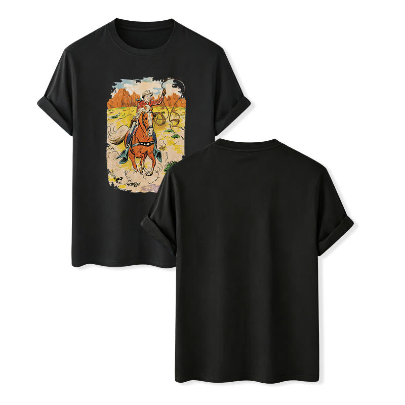 Retro-Cowboy-Lasso-Westernhemd im Comic-Stil - Schwarz - 2XL - image 12